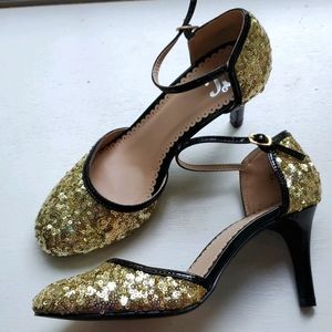 Gold sequins heels